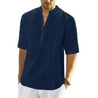 Muški kratki rukav Henleyji košulja Labavi fit ljetna plaža casual obične majice