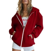 Petort Women's Mekoj dukserice posade labavi fit mekani prevelizirani pulover Duks crvena, m