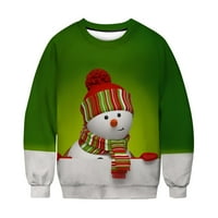 Guvpev muški casual top božićni print okrugli vrat pulover dugih rukava božićni kostimi za MEM - tamno zeleni xxl