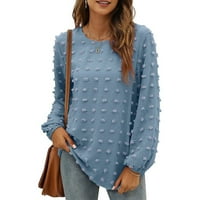Entyinea ženski vrhovi i bluze lagane majice Henley majice Ležerne rukave Ljetni vrhovi plavi s