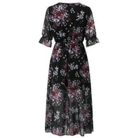 SHPWFBE Ljetne haljine za žene Boho haljina za žene Crna haljina Ženska cvjetna haljina Ležerne prilike