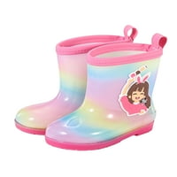 COLISHA KIDS gumene čizme široke teleće za kišu otporne na vodootporne čizme vlažno vrijeme lagano rainboot crtane bašte cipele ružičaste 11.5c