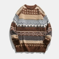 Wofeydo džemperi za žene, dame jesenski zimski retro prugasti džemper pulover Klint Top, pad džempera