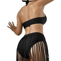 Aaiyomet Plus Veličina bikini Ženska plaža Bikini Beach Kupići modni kupaći kostim dva seta, crni XL