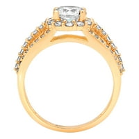 1. CT okrugli rez originalni kultivirani dijamant VS1-VS I-J 18K Yellow Gold Halo obećaj Izjava o vjenčanju