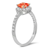 1.23CT Princess Cred Crveni simulirani dijamant 18k bijeli zlatni godišnjica Angažovanje halo prstena