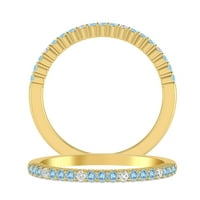 Carat 14k žuto zlato Aquamarine i dijamantni mondijanski godišnjica za žene za žene