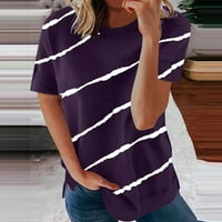 Pajama košulje Žene Ležerne prilike s dugim rukavima Ženska kratki rukav Striped Okrugli pulover T-majice