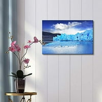 Prekrasan krajolik oštrog vjetra i hladnog sunca iznad plavog leda ledenog brega - platno Art Wall Art