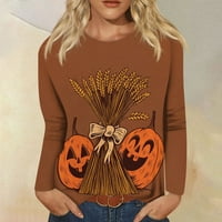 Ženski modni casual okrugli vrat dugih rukava za Halloween tiskanu majicu