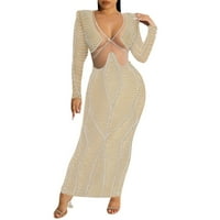 HOMEComing haljine plus veličina dugim rukavima maturalna haljina noćna klub rhinestone mreža duga košulja