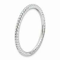 Sterling srebrni izrazi za slaganje rodijum upletene prstene veličine: 10; za odrasle i tinejdžere;
