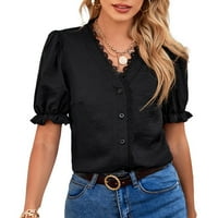 Ženska casual seksi modna ljetna gumba V-izrez Tipna majica bluza hot6sl4875373