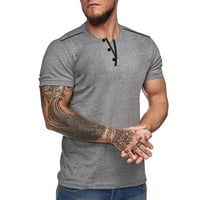 Muške košulje Henley s kratkim rukavima Casual Basic Summer Solid Bool okrugli vrat T košulje Grey M