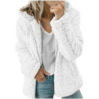 Ženski kaputi i jakne klirenca na otvorenom modna topla fau jakna zima patentni zatvarač čvrsto dugih rukava odjeća zadebljana plišana plišana bijela veličina m