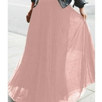 FSQJGQ suknje za žene Elegantna kratka suknja Ženska zabava Šiffena Visoka struka Long suknja Pink XL