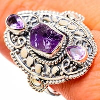 Velika gruba ametist Veličina zvona 9. - Ručno rađena boho vintage nakit RING133503