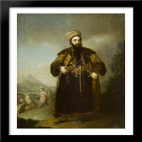 Portret Murtaza Kuli Khan, brat Aga Mahomed, Perzijski Shah Veliki crni drveni umetnutim umjetnošću