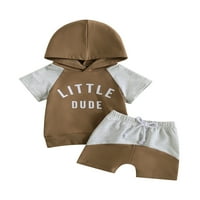 GENUISKIDS novorođenčad dječaci ljetne odjeće 2T 3T odjeća za dijete kontrast boja s kapuljačom s kapuljačom