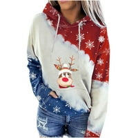 Prinxy Clearsance Duksels Ležerne prilike sa labavim plusom Božić s džepom košulje Slatka jelena Grafički