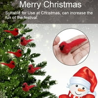 Umjetni crveni božićni sretni ptice DIY Xmas Tree Privjesak ukras poklon ružičasta pjena, pero