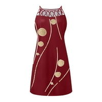 Ženske haljine okrugli izrez Modni ispisani Srednja dužina Ljetna haljina bez rukava crvena 4xl