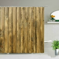 Retro Drvena vrata za zavjese sa tušem za kupatilo vodootporno Frabična krpa za zavjese Drće drveno ukrasno kada