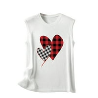Žene Valentinen Day Heart Love Print Tee bez rukava okrugli vrat prsluk prsluk vest za bluze casual