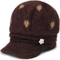 Ženski pleteni šešir topli plišani oblozi vuneni šešir Zimska vintage beretka za vanjsko putovanje