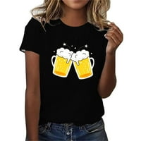 Žene casual ljeto pivski tinejdžeri Slim Fit Comfy okrugli vrat T-majice Kratki rukav Grafički vrhovi