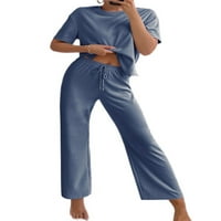 Capreze Women PJS pidžamas setovi labave majice kratkih rukava trenerka elastična struka spavanja sive