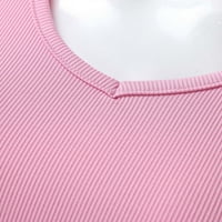 Bacc ženski vrhovi tunički vrhovi za žene ljetni trendi solidna boja udobna majica V izrez casual t
