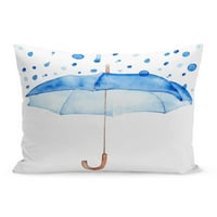 Jednostavna kišna padnja na plavom kišobranskom akvarelu Jesenji kompozicijski jastučni jastučni jastuk