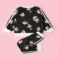 Kucnuzki 5t Toddler Girl Fall-Winter Outfit hlače setovi 6t Djevojka s dugim rukavima cvjetni patentni