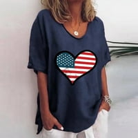 Feterrnal ženska ljetna nezavisnost dnevna bluza uzorak okrugli vrat kratkih rukava udobna majica na