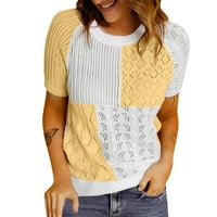 Adviicd žuta majica Thirt Thirt Women Plus veličine Tors Tie Dye Summer Majica Leopard V izrez Kratki