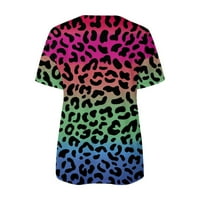 Gaecuw ljetni vrhovi za žene bluze s kratkim rukavima Torbene majice Majice The majice Leopard Print