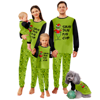 Porodični božićni pidžami setovira sretan božićni claus crtani zeleni tiskani veličine djece-kućne ljubimce-kućne