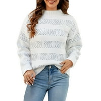 Ženska zimska kontrastna boja prugasta i labava polovina kornjača Ležerne modne pulover džemper