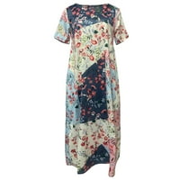 Žene Ljeto kratki rukav Vintage cvjetno tiskovina haljina na plaži Casual Maxi haljina ženske plus veličina