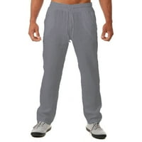 Muške hlače Ležerne posteljine ljetne hlače za plažu joge labave staze ravne noge elastične strugove