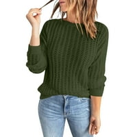 Dukseri za žene Modni okrugli vrat Čvrsti boje dugih rukava pleteni džemper šuplji gornji džemper