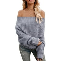 Ženska V-izrez-vrat pletena pulover džemper