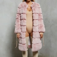 Ženski kaput s dugim šišanjem čvrstog kolor dugih rukava plus veličina kratki kaput toplo duga gornja odjeća, ružičasta