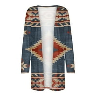 Pyju lagani kardigani za žene, casual otvorenog prednjeg rukavskog drapera Cardigan Vintage Print Kimono