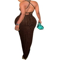 Žene Seksi Slim kockica Haljina Halter Dugačka haljina za koktel Beach Streetwear