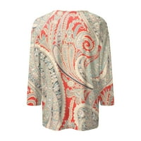 Fragarn Womens cvjetni tiskani tunički vrhovi rukav rukav posadni bluze Crta Ležerne poslovne radne