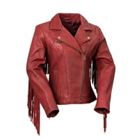 Prva proizvodnja WBL1503-XXL-OXB Fringe Women Western Kožna jakna za žene, Klusblood - 2xL