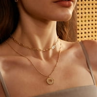 Ženska slojevljena privjesna ogrlica, 14k pozlaćene personalizirane ogrlice od choker-a, ručno izrađeni