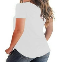 Eleluny Women Leptir Print majica V Vrući izrez Bluza s kratkim rukavima Plus veličina bijela 4xl